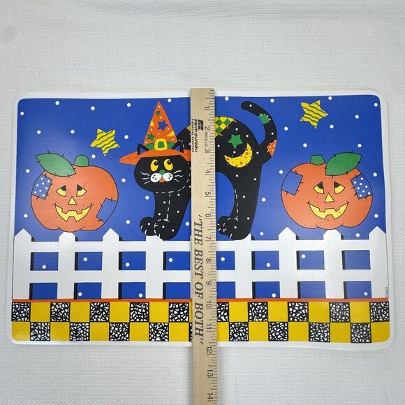 4 VTG B&D Barth & Dreyfuss Halloween Vinyl Placemats Black Cat Jack-o-Lantern - Picture 7 of 7